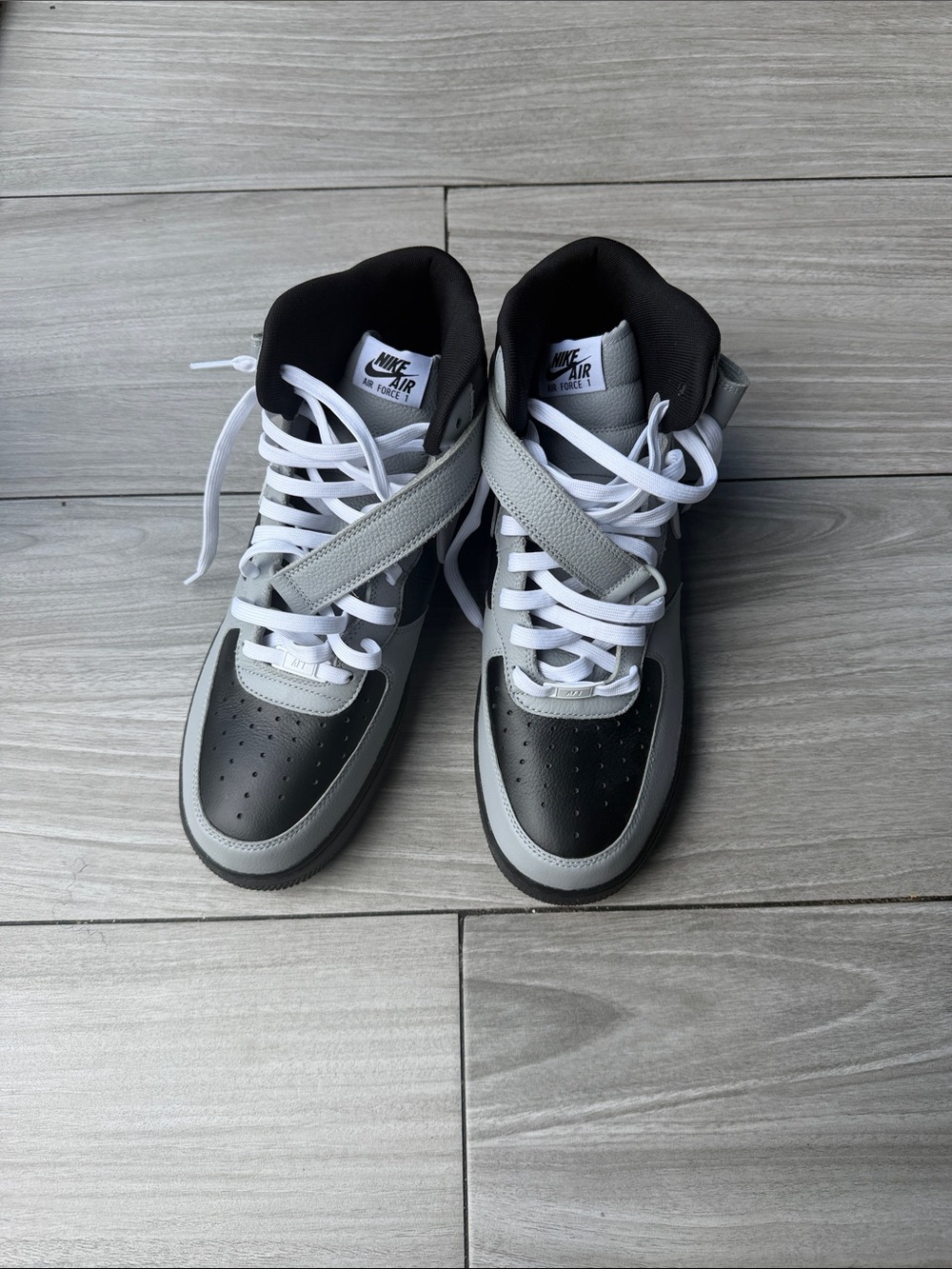 Nike High-Top Sneakers in Black, Gray and White
